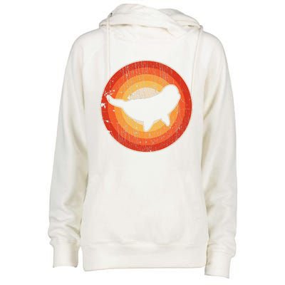 Beluga Whale Retro Vintage 60s 70s Sunset Sea Animal Lovers Womens Funnel Neck Pullover Hood