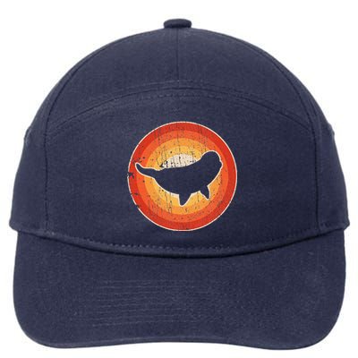 Beluga Whale Retro Vintage 60s 70s Sunset Sea Animal Lovers 7-Panel Snapback Hat