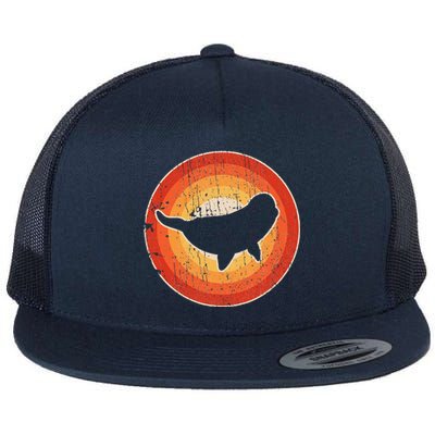 Beluga Whale Retro Vintage 60s 70s Sunset Sea Animal Lovers Flat Bill Trucker Hat