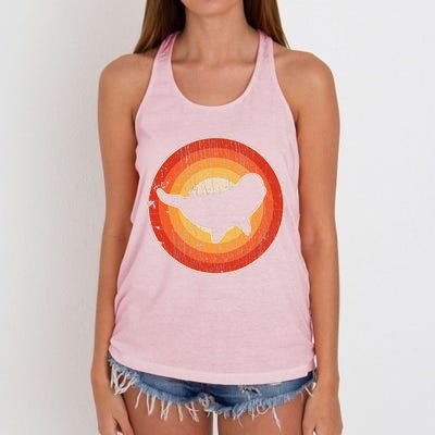 Beluga Whale Retro Vintage 60s 70s Sunset Sea Animal Lovers Women's Knotted Racerback Tank