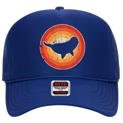 Beluga Whale Retro Vintage 60s 70s Sunset Sea Animal Lovers High Crown Mesh Back Trucker Hat