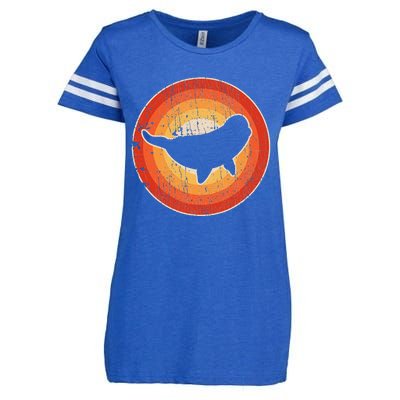 Beluga Whale Retro Vintage 60s 70s Sunset Sea Animal Lovers Enza Ladies Jersey Football T-Shirt