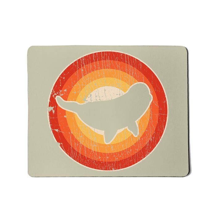 Beluga Whale Retro Vintage 60s 70s Sunset Sea Animal Lovers Mousepad