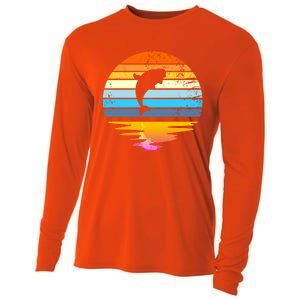 Beluga Whale Retro Sunset Save The Whales Beluga Meaningful Gift Cooling Performance Long Sleeve Crew