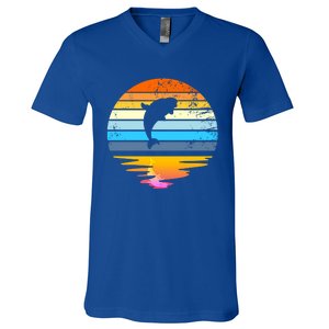 Beluga Whale Retro Sunset Save The Whales Beluga Meaningful Gift V-Neck T-Shirt