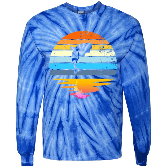 Beluga Whale Retro Sunset Save The Whales Beluga Meaningful Gift Tie-Dye Long Sleeve Shirt