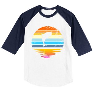 Beluga Whale Retro Sunset Save The Whales Beluga Meaningful Gift Baseball Sleeve Shirt