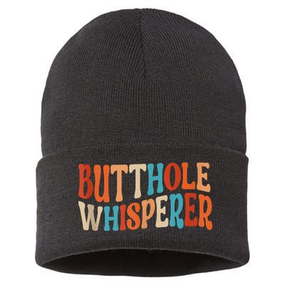 Butthole Whisperer Retro Sarcastic Jokes Funny Sustainable Knit Beanie