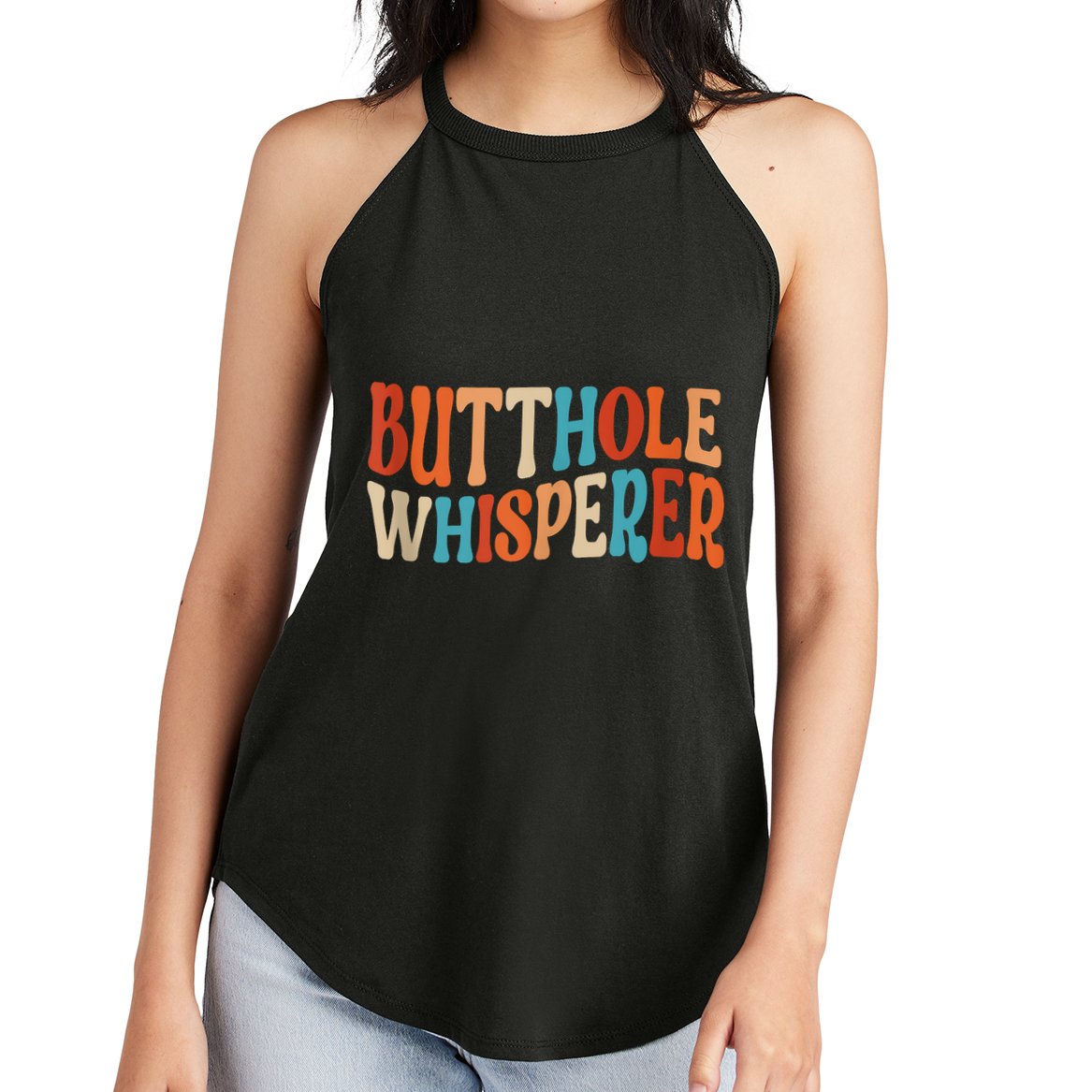 Butthole Whisperer Retro Sarcastic Jokes Funny Women's Perfect Tri Rocker Tank