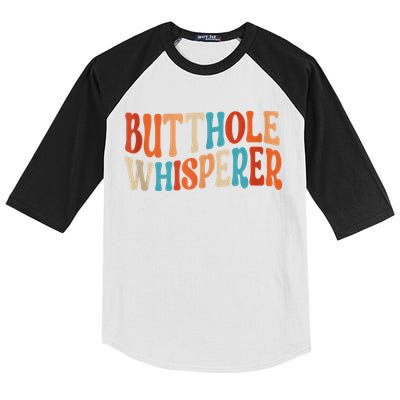 Butthole Whisperer Retro Sarcastic Jokes Funny Kids Colorblock Raglan Jersey