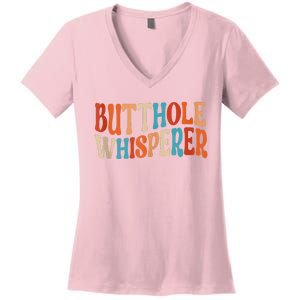 Butthole Whisperer Retro Sarcastic Jokes Funny Women's V-Neck T-Shirt