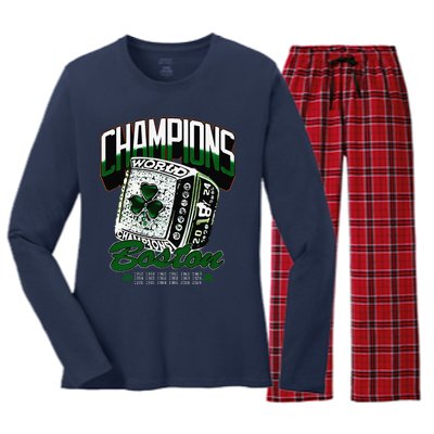 Boston World Ring 2024 Gift Women's Long Sleeve Flannel Pajama Set 