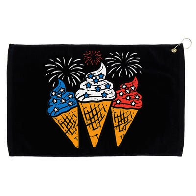 Blue White Red Ice Cream Cone US Flag 4th Of July Patriotic Grommeted Golf Towel