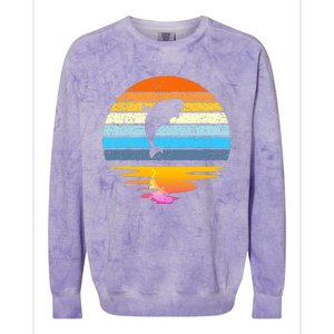 Beluga Whale Retro Sunset Save The Whales Beluga Meaningful Colorblast Crewneck Sweatshirt