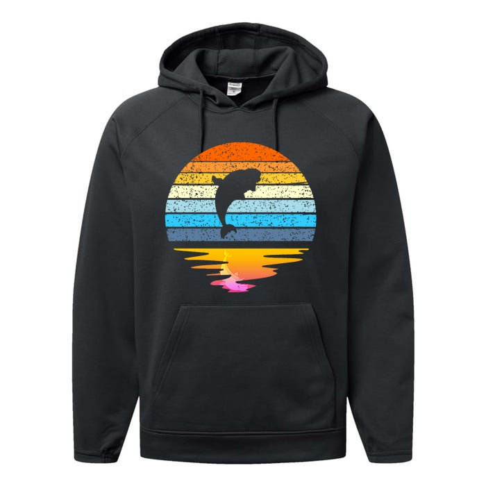 Beluga Whale Retro Sunset Save The Whales Beluga Meaningful Performance Fleece Hoodie