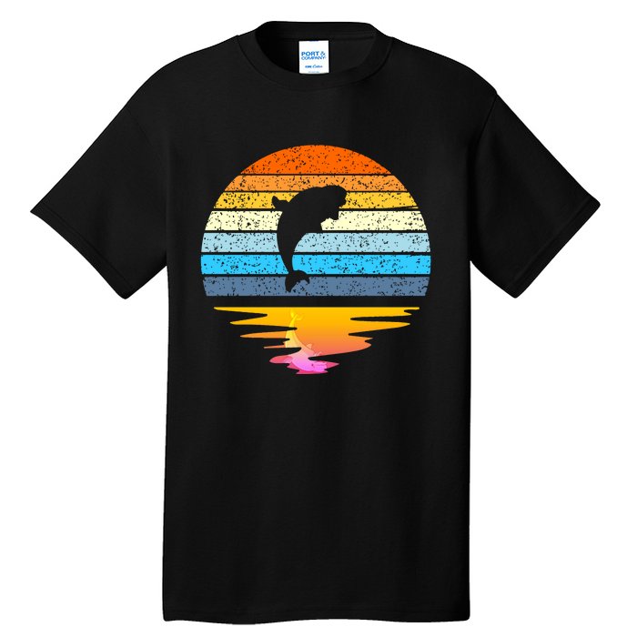 Beluga Whale Retro Sunset Save The Whales Beluga Meaningful Tall T-Shirt