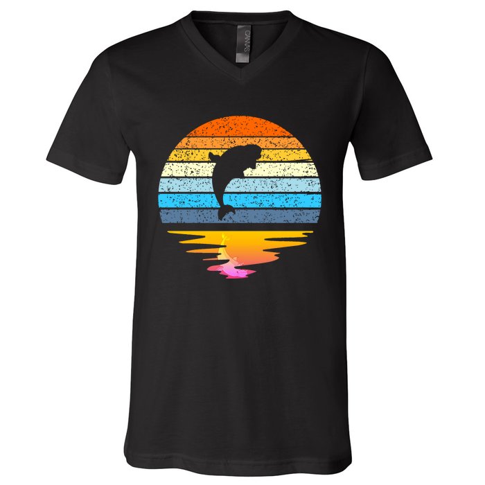 Beluga Whale Retro Sunset Save The Whales Beluga Meaningful V-Neck T-Shirt