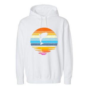 Beluga Whale Retro Sunset Save The Whales Beluga Meaningful Garment-Dyed Fleece Hoodie