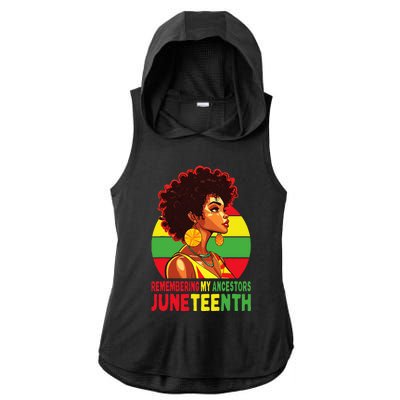 Black Women Remembering My Ancestors Juneteenth Ladies PosiCharge Tri-Blend Wicking Draft Hoodie Tank