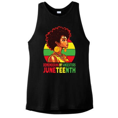 Black Women Remembering My Ancestors Juneteenth Ladies PosiCharge Tri-Blend Wicking Tank