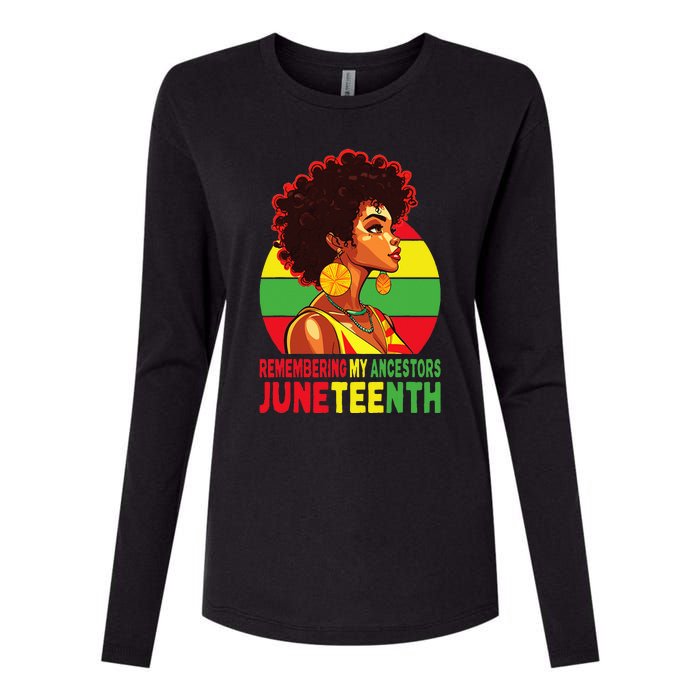 Black Women Remembering My Ancestors Juneteenth Womens Cotton Relaxed Long Sleeve T-Shirt