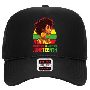 Black Women Remembering My Ancestors Juneteenth High Crown Mesh Back Trucker Hat