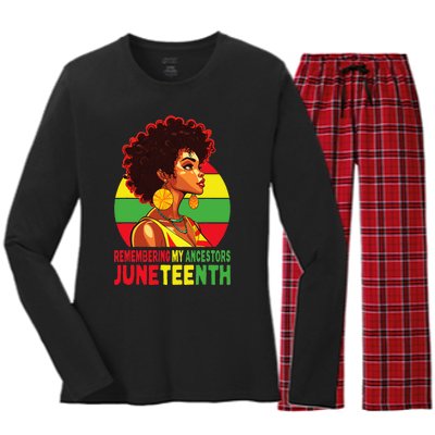 Black Women Remembering My Ancestors Juneteenth Women's Long Sleeve Flannel Pajama Set 