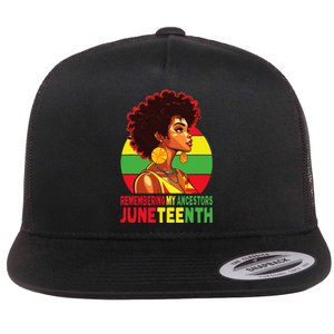 Black Women Remembering My Ancestors Juneteenth Flat Bill Trucker Hat