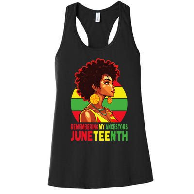 Black Women Remembering My Ancestors Juneteenth Women's Racerback Tank