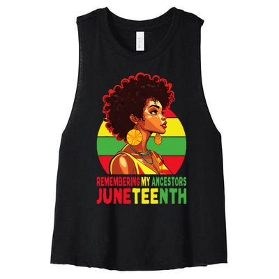 Black Women Remembering My Ancestors Juneteenth Women's Racerback Cropped Tank