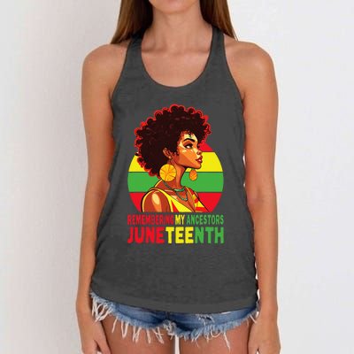 Black Women Remembering My Ancestors Juneteenth Women's Knotted Racerback Tank