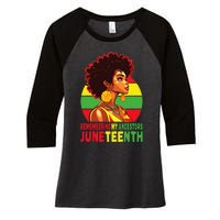 Black Women Remembering My Ancestors Juneteenth Women's Tri-Blend 3/4-Sleeve Raglan Shirt