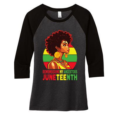 Black Women Remembering My Ancestors Juneteenth Women's Tri-Blend 3/4-Sleeve Raglan Shirt