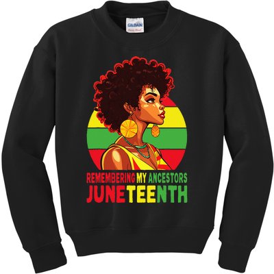 Black Women Remembering My Ancestors Juneteenth Kids Sweatshirt