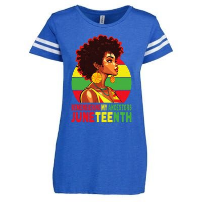 Black Women Remembering My Ancestors Juneteenth Enza Ladies Jersey Football T-Shirt