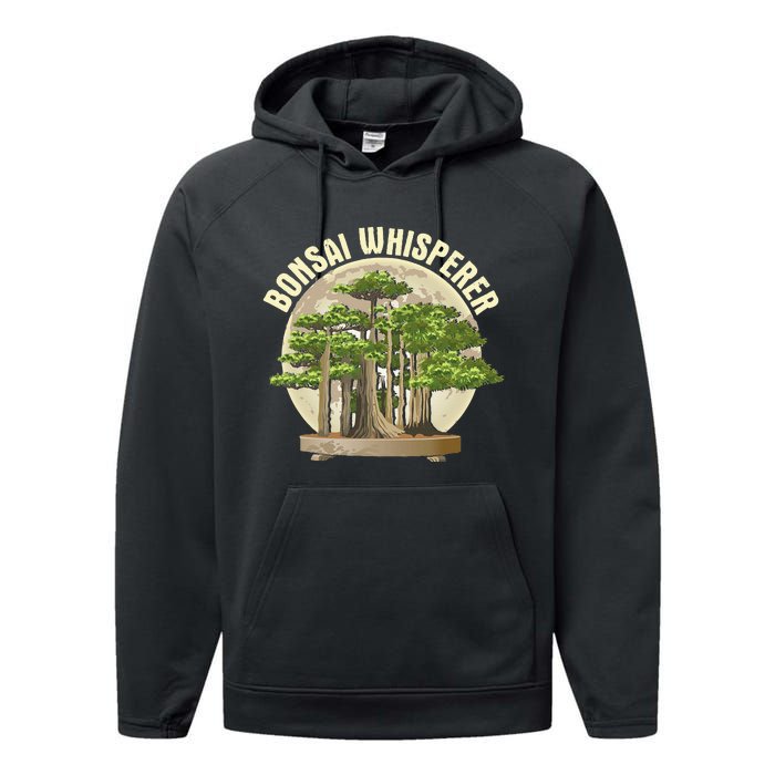 Bonsai Whisperer Retro Gardener Nature Bonsai Tree Lover Performance Fleece Hoodie