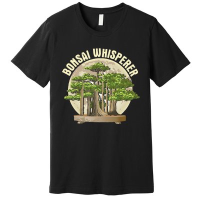 Bonsai Whisperer Retro Gardener Nature Bonsai Tree Lover Premium T-Shirt