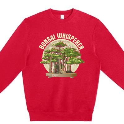 Bonsai Whisperer Retro Gardener Nature Bonsai Tree Lover Premium Crewneck Sweatshirt