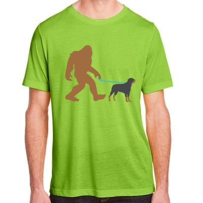 Bigfoot Walking Rottweiler Dog Funny Sasquatch Gift Adult ChromaSoft Performance T-Shirt