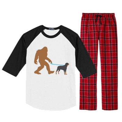 Bigfoot Walking Rottweiler Dog Funny Sasquatch Gift Raglan Sleeve Pajama Set