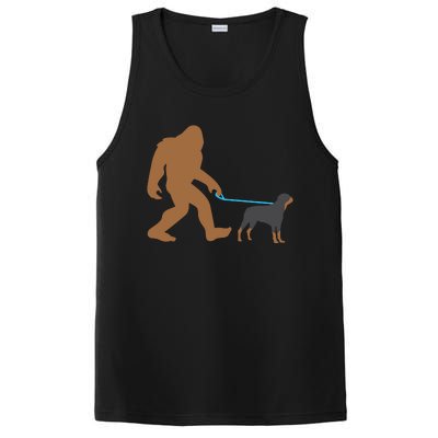 Bigfoot Walking Rottweiler Dog Funny Sasquatch Gift PosiCharge Competitor Tank