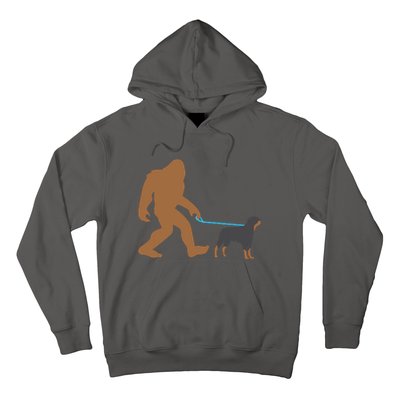 Bigfoot Walking Rottweiler Dog Funny Sasquatch Gift Hoodie