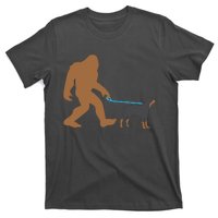 Bigfoot Walking Rottweiler Dog Funny Sasquatch Gift T-Shirt