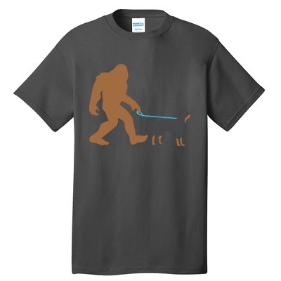 Bigfoot Walking Rottweiler Dog Funny Sasquatch Gift Tall T-Shirt