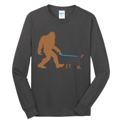 Bigfoot Walking Rottweiler Dog Funny Sasquatch Gift Tall Long Sleeve T-Shirt