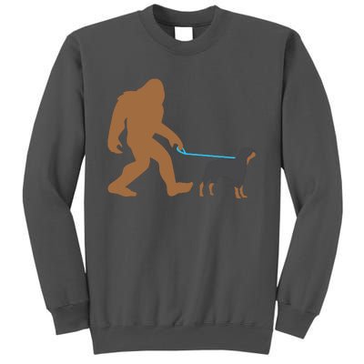 Bigfoot Walking Rottweiler Dog Funny Sasquatch Gift Tall Sweatshirt