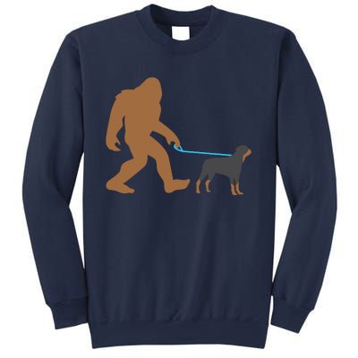 Bigfoot Walking Rottweiler Dog Funny Sasquatch Gift Sweatshirt