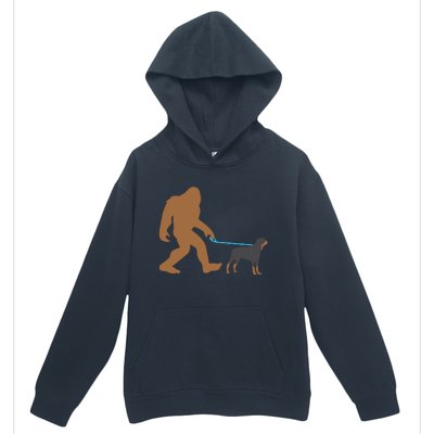 Bigfoot Walking Rottweiler Dog Funny Sasquatch Gift Urban Pullover Hoodie