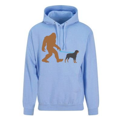 Bigfoot Walking Rottweiler Dog Funny Sasquatch Gift Unisex Surf Hoodie