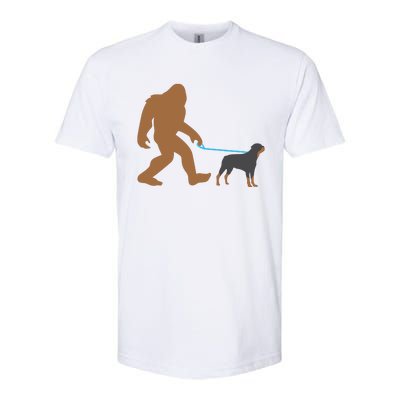 Bigfoot Walking Rottweiler Dog Funny Sasquatch Gift Softstyle CVC T-Shirt